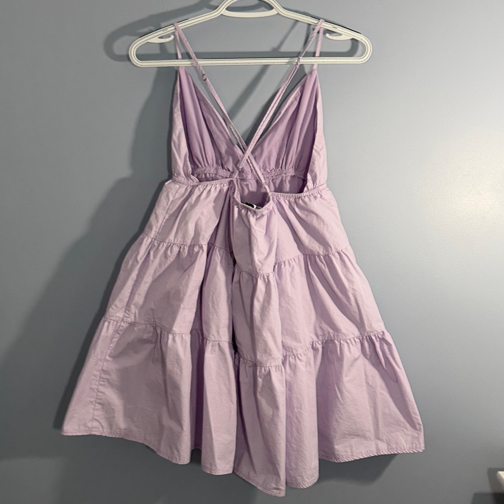 Princess Polly Lilac Tiered Mini Dress V-Neck SZ 10 - Picture 3 of 9